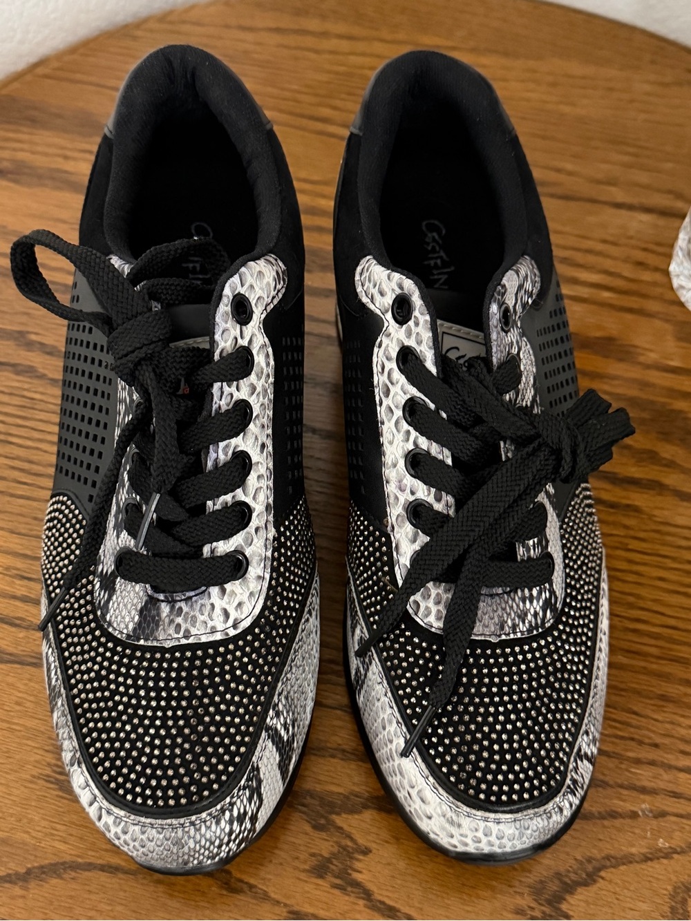 Cestfini W10 Rhinestone & Python Wedge Fashion Sneakers for Women NWOT.